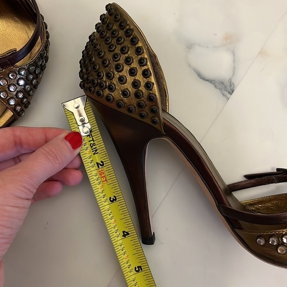 Giuseppe Zanotti Copper Gold Heels with Crystals and Black Bead Embellishments - Picture 12 of 12